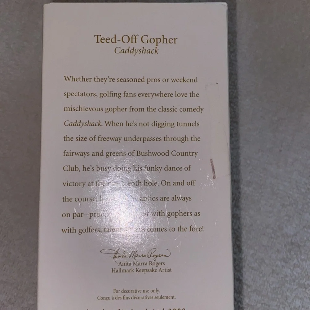 Hallmark collectible keepsake ornament Teed-off Gopher Caddyshack 2009 box kept